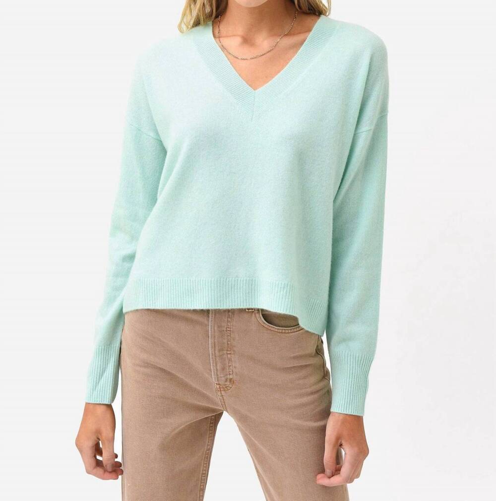 NEW CRUSH CASHMERE indiana deep v neck sweater in tropical c101